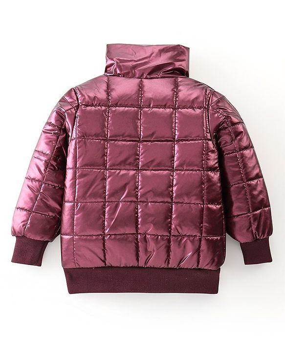 Babyhug Full Sleeves Solid Colour High Neck Padded Jacket - Maroon
