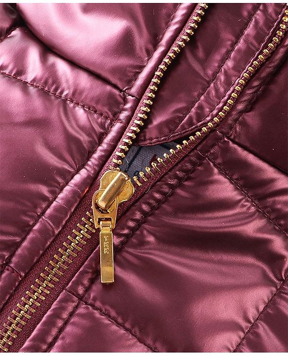 Babyhug Full Sleeves Solid Colour High Neck Padded Jacket - Maroon