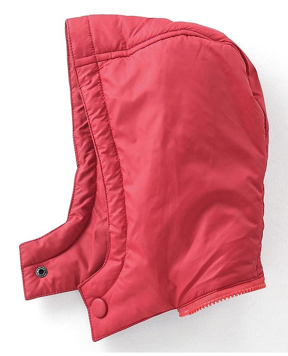 Babyhug Woven Full Sleeves Jacket With Detachable Hood - Red White & Blue