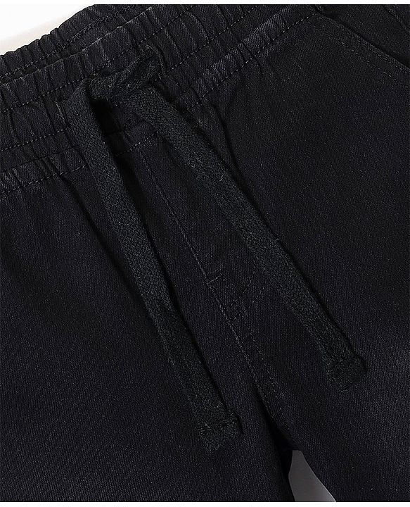 Pine Kids Cotton Rich Stretchable full length denim Joggers - BLACK