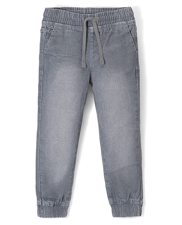 Pine Kids Cotton Rich Stretchable full length denim Joggers - Grey