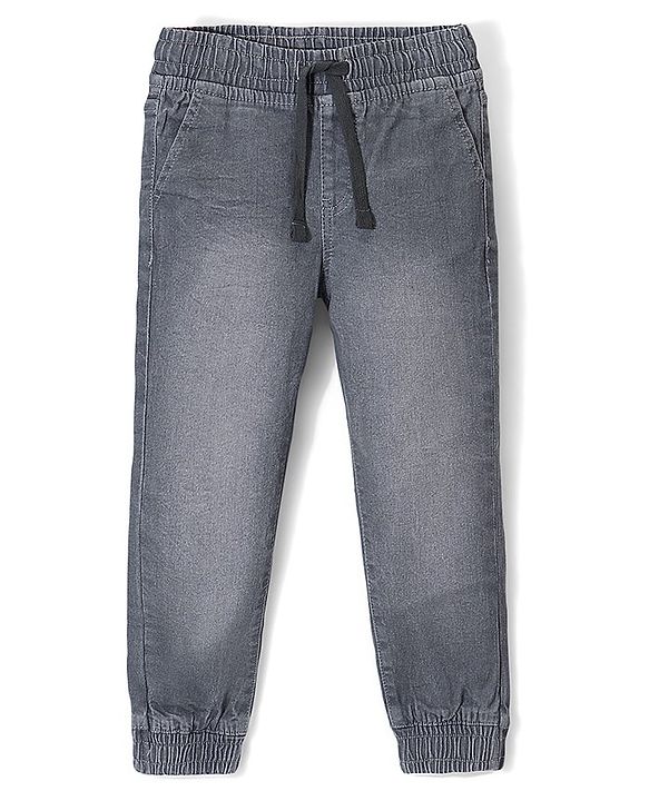 Pine Kids Cotton Rich Stretchable full length denim Joggers - Grey