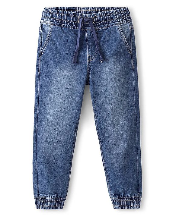 Pine Kids Cotton Rich Stretchable full length denim Joggers - Mid Blue
