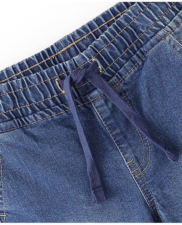 Pine Kids Cotton Rich Stretchable full length denim Joggers - Mid Blue