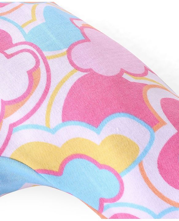 Babyhug Cotton Knit Full Length Diaper Pants Stars Printed Pack of 3 - Pink & Yellow