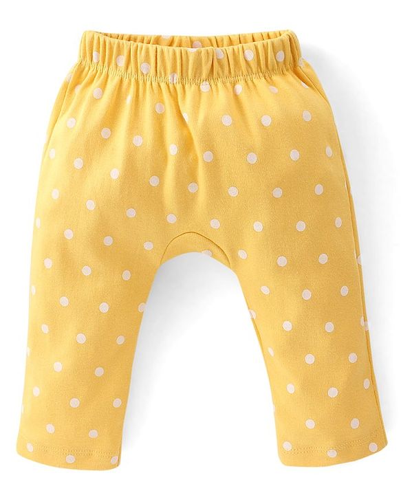 Babyhug Cotton Knit Full Length Diaper Pants Stars Printed Pack of 3 - Pink & Yellow