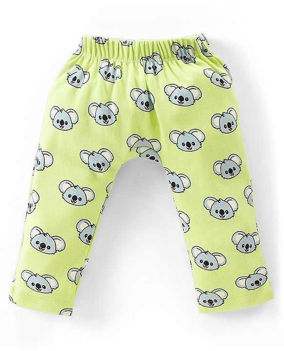 Babyhug Interlock Knit Full Length Diaper Pants Koala & Stars Print Pack of 3 - Multicolour