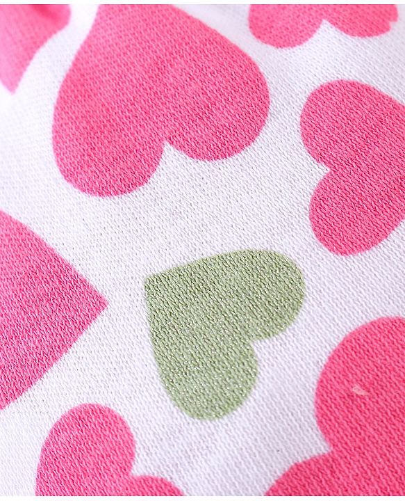 Babyhug Interlock 100% Cotton Knit Mittens & Booties Heart Print - Pink