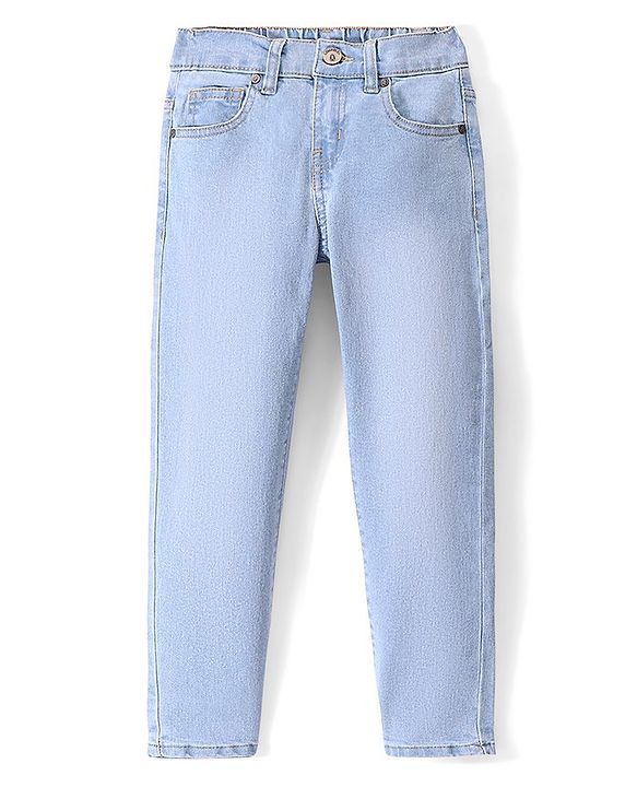 Pine Kids Ankle Length Back Elasticated Waist Jeans - Ice Blue