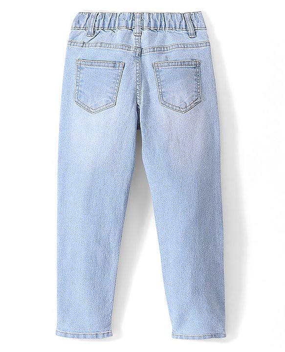 Pine Kids Ankle Length Back Elasticated Waist Jeans - Ice Blue