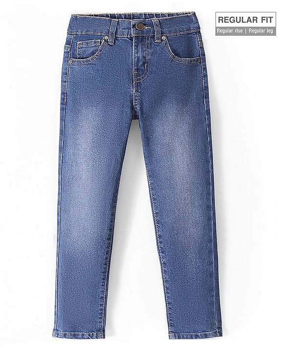 Pine Kids Ankle Length Adjustable Elasticated Waist Jeans - Mid Blue