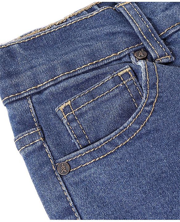Pine Kids Ankle Length Adjustable Elasticated Waist Jeans - Mid Blue