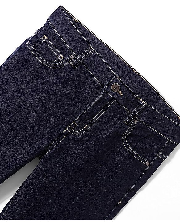 Pine Kid Cotton Elastane Solid Ankle Length Back Elasticated Waist Stretchable Jeans - Dark Blue