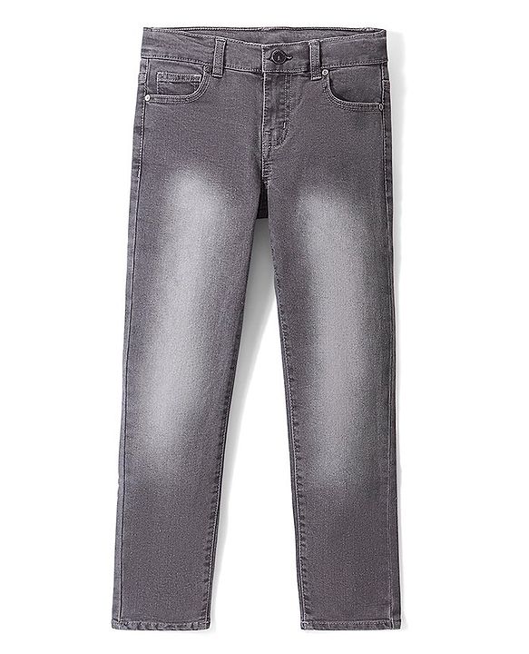 Pine Kids Ankle Length Adjustable Elasticated Waist Stretchable Denim Jeans - Grey