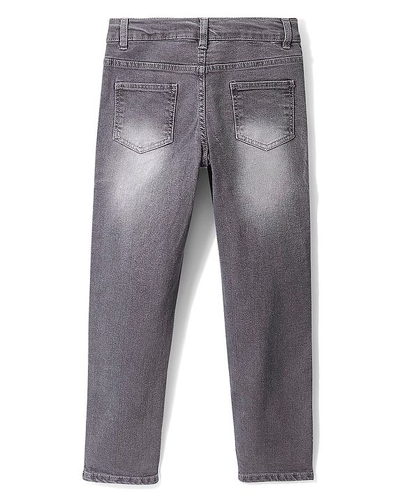 Pine Kids Ankle Length Adjustable Elasticated Waist Stretchable Denim Jeans - Grey