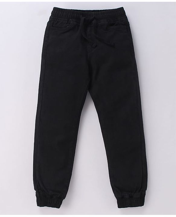 Pine Kids Cotton Rich Stretchable full length denim Joggers - Black