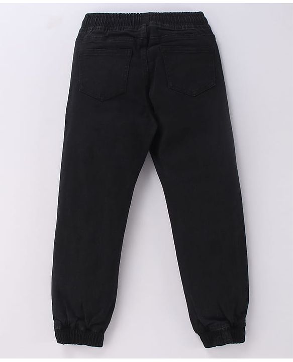 Pine Kids Cotton Rich Stretchable full length denim Joggers - Black