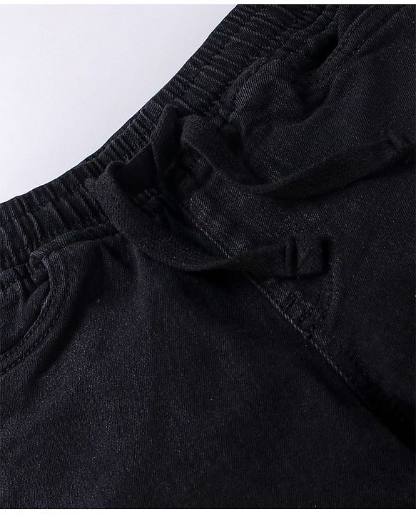 Pine Kids Cotton Rich Stretchable full length denim Joggers - Black