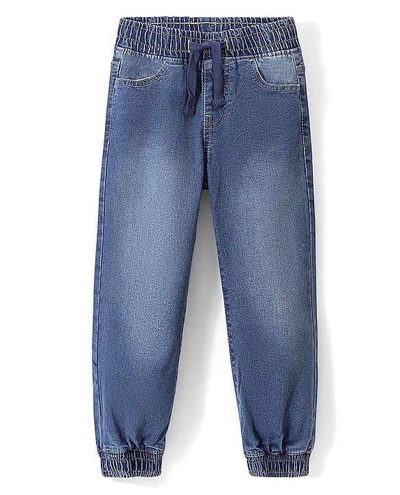 Pine Kids Cotton Rich Stretchable full length denim Joggers - Mid Blue