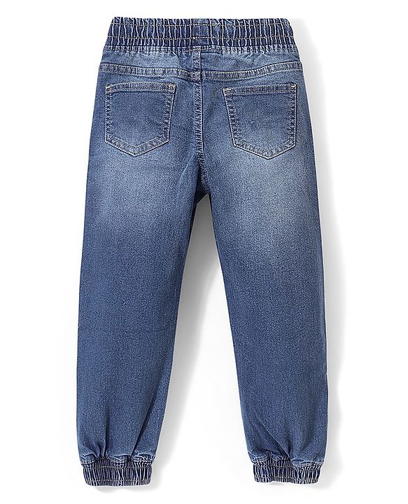 Pine Kids Cotton Rich Stretchable full length denim Joggers - Mid Blue
