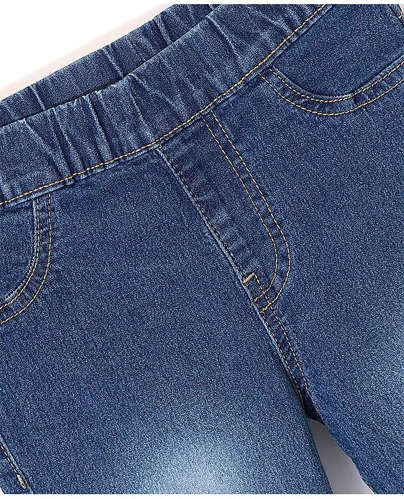 Pine Kids Denim Woven Ankle Length Stretchable Washed Jegging - Blue