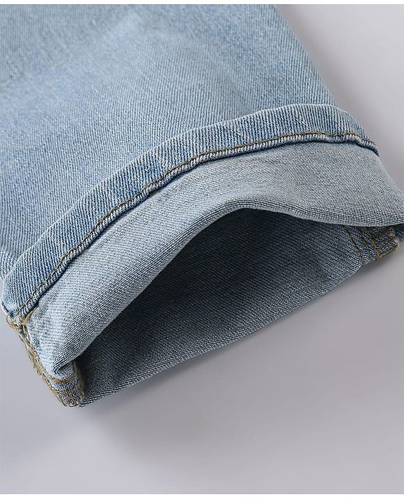 Pine Kids Cotton Stretchable Full Length Denim Jegging with Adjustable Waist Band - Ice Blue