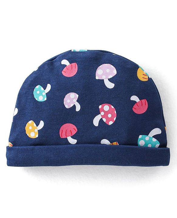 Babyhug 100% Cotton Cap with Mushroom Printed - Navy Blue