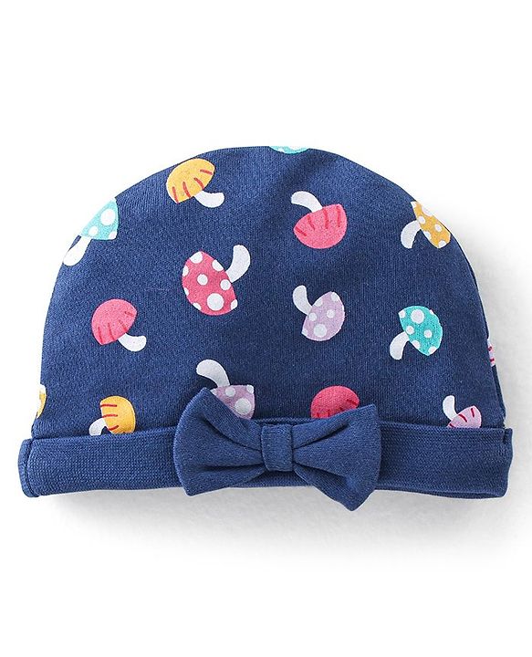 Babyhug 100% Cotton Cap with Mushroom Printed - Navy Blue