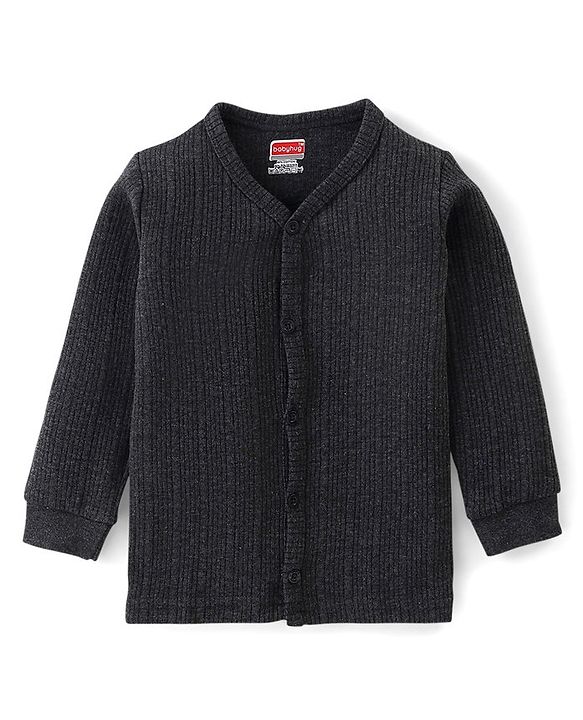 Babyhug Full Sleeves Solid Thermal Vest Pack of 2 - Dark Grey