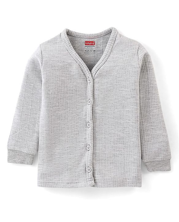 Babyhug Full Sleeves Solid Thermal Vests Pack of 2 - Light Grey