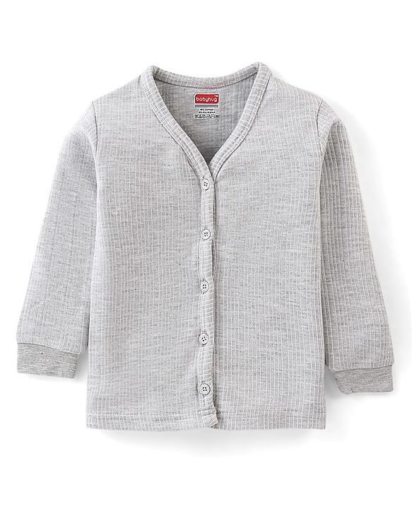 Babyhug Full Sleeves Solid Thermal Vests Pack of 2 - Light Grey
