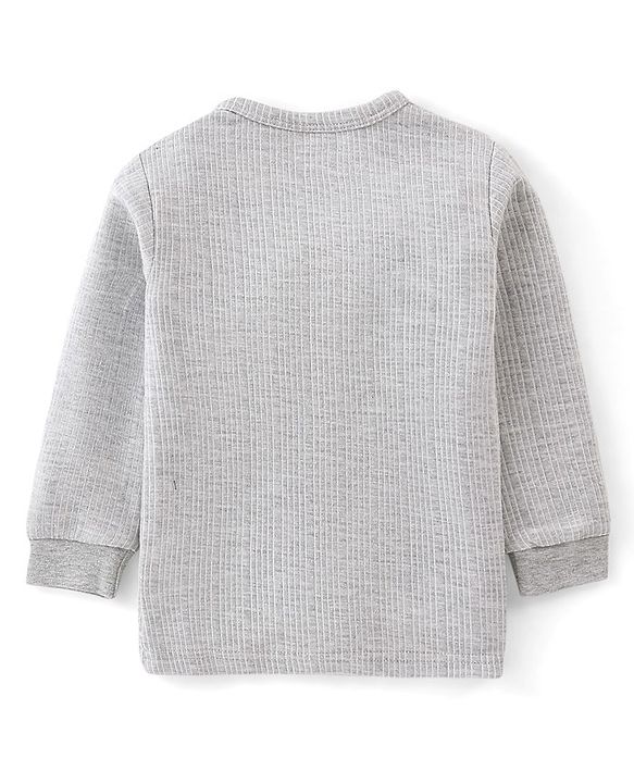 Babyhug Full Sleeves Solid Thermal Vests Pack of 2 - Light Grey