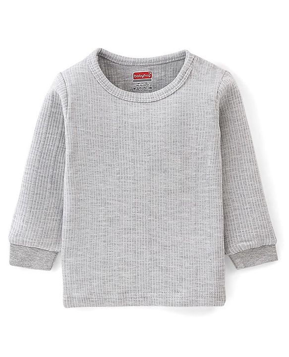 Babyhug Full Sleeves Solid Thermal Vests Pack of 2 - Light Grey