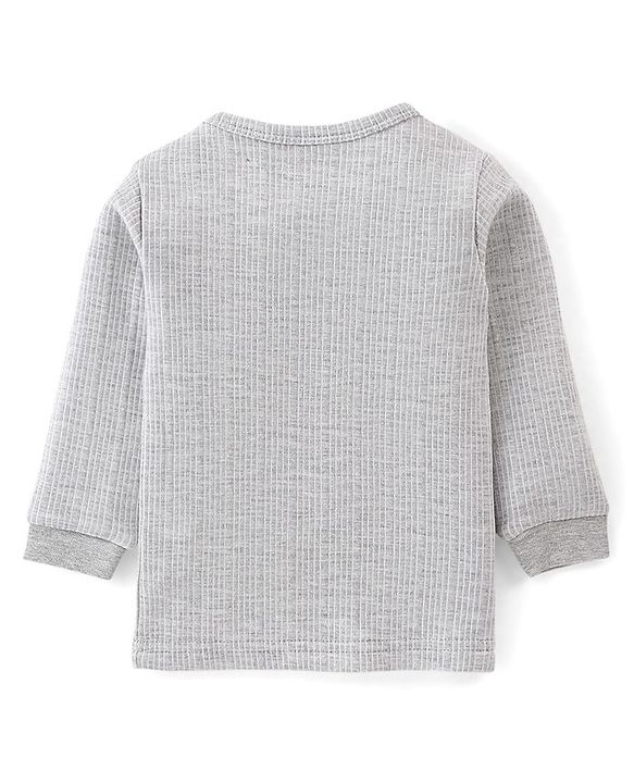 Babyhug Full Sleeves Solid Thermal Vests Pack of 2 - Light Grey