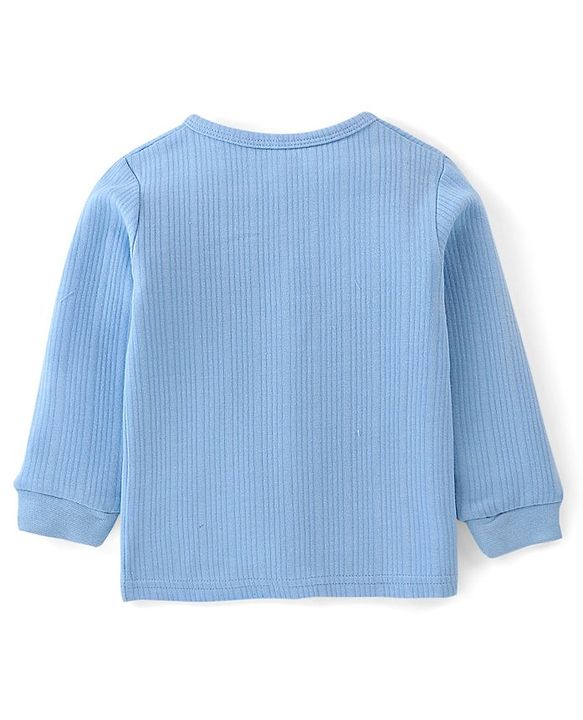 Babyhug Cotton Blend Full Sleeves Front Open and Pullover Solid Color Thermal Wear Pack Of 2 - Blue