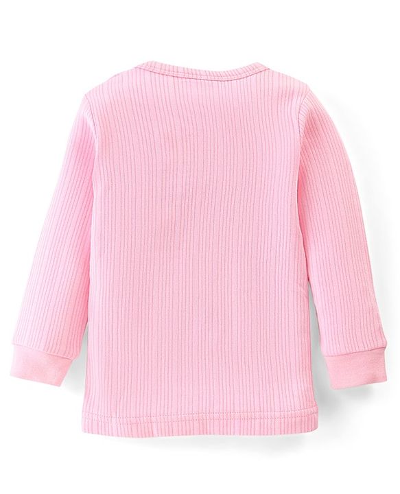 Babyhug Cotton Blend Full Sleeves Front Open and Pullover Solid Color Thermal Wear Pack of 2 - Pink