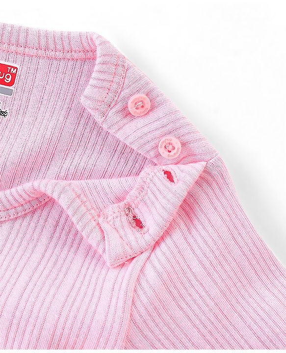 Babyhug Cotton Blend Full Sleeves Front Open and Pullover Solid Color Thermal Wear Pack of 2 - Pink