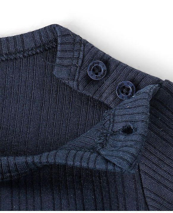 Babyhug Full Sleeves Solid Colour Thermal Vest & Pullover Set Pack Of 2 - Navy Blue