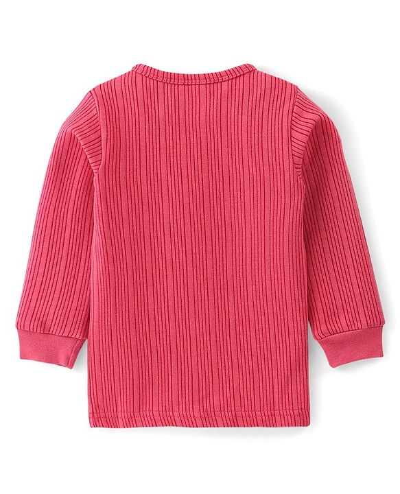 Babyhug Full Sleeves Solid Thermal Vests Pack of 2 - Coral