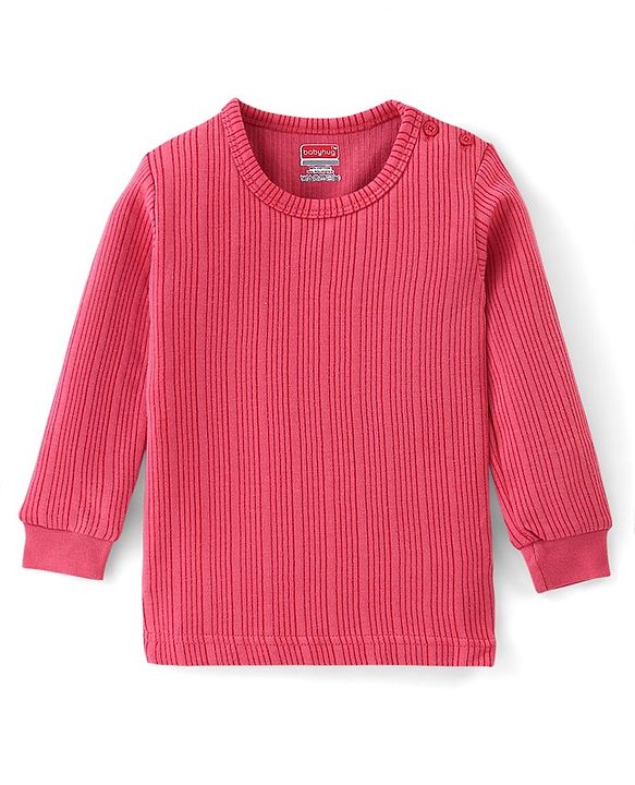 Babyhug Full Sleeves Solid Thermal Vests Pack of 2 - Coral