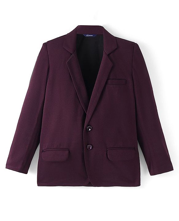 Pine Kids Full Sleeves Knitted Solid Colour Blazer - Wine