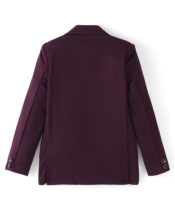 Pine Kids Full Sleeves Knitted Solid Colour Blazer - Wine