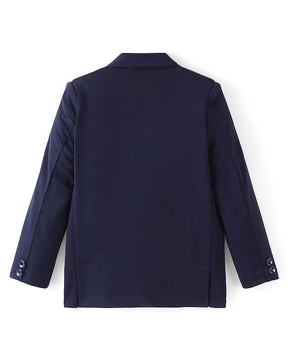 Pine Kids Full Sleeves Knitted Solid Colour Blazer - Navy Blue