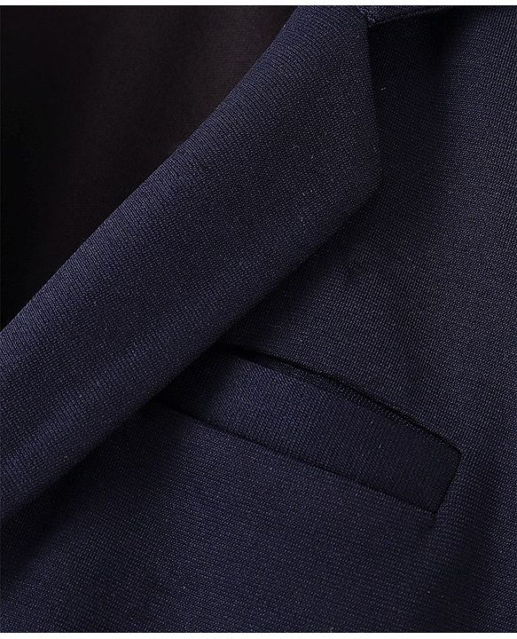 Pine Kids Full Sleeves Knitted Solid Colour Blazer - Navy Blue