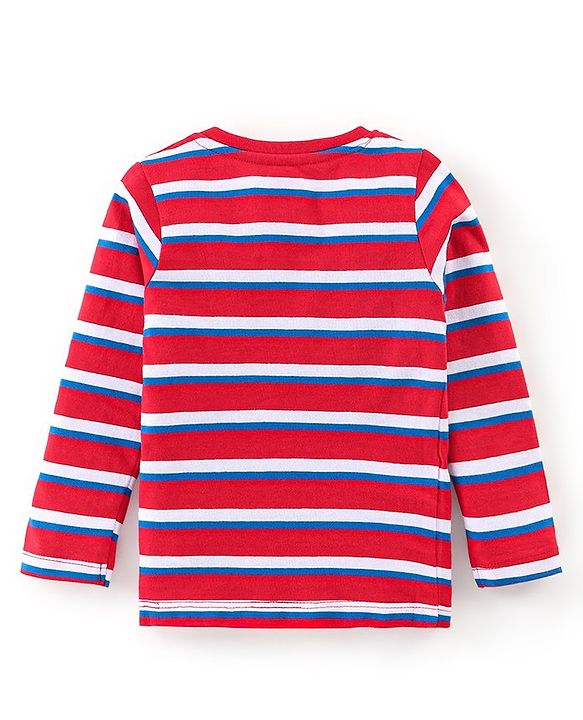 Babyhug 100% Cotton Knit to Knit Full Sleeves Stripes  T-Shirt and  Trouser-Maroon & Brown