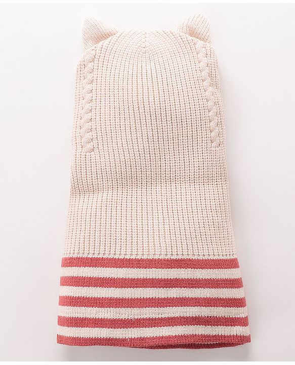 Babyhug Monkey Cap Kitty Print - Beige