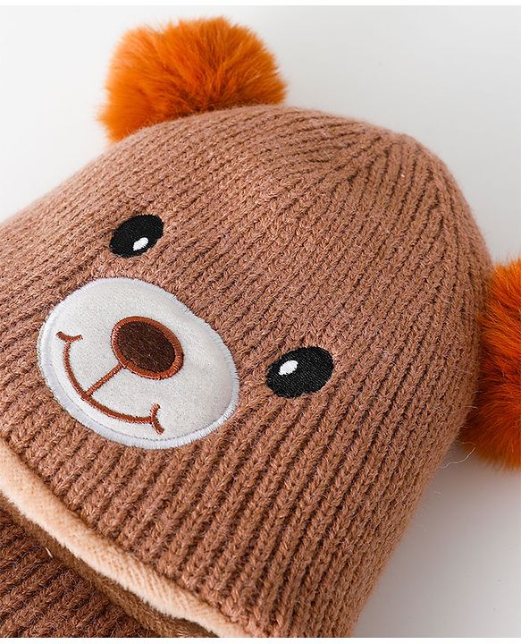 Babyhug Monkey Cap Bear Print - Brown