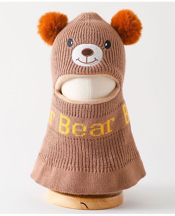 Babyhug Monkey Cap Bear Print - Brown