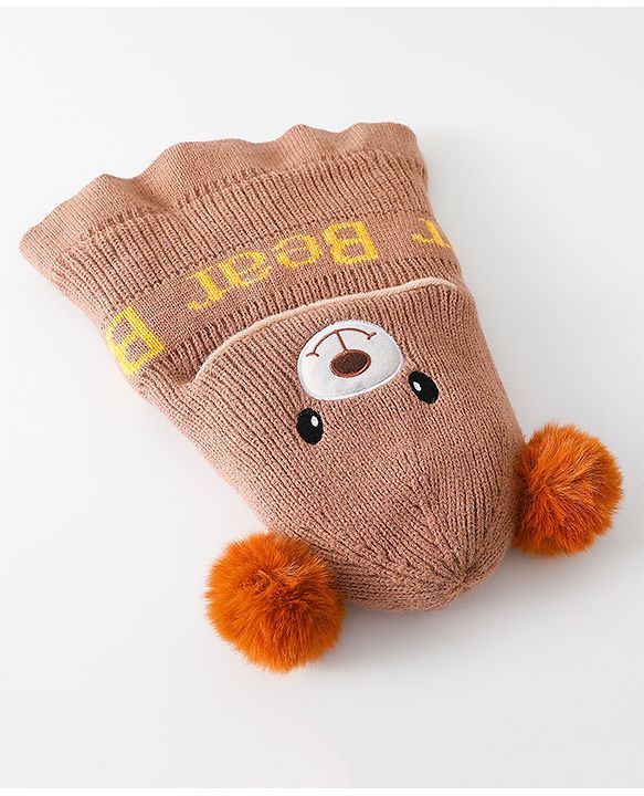 Babyhug Monkey Cap Bear Print - Brown