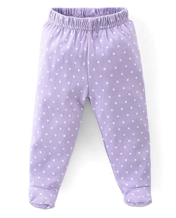 Babyhug Cotton Knit Full Length Bootie Leggings With Polka Dot Prints Pack of 3 -Multicolour
